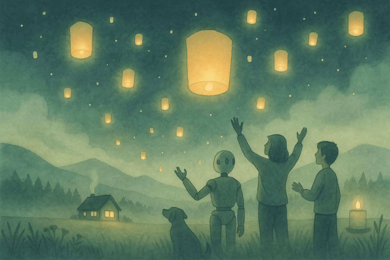 Lanterns rising — symbol of calm and collaboration