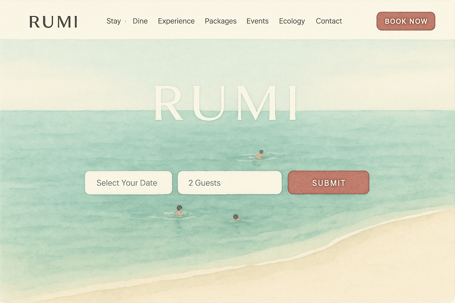 Stylised preview of the Rumi website powered by SomaOS